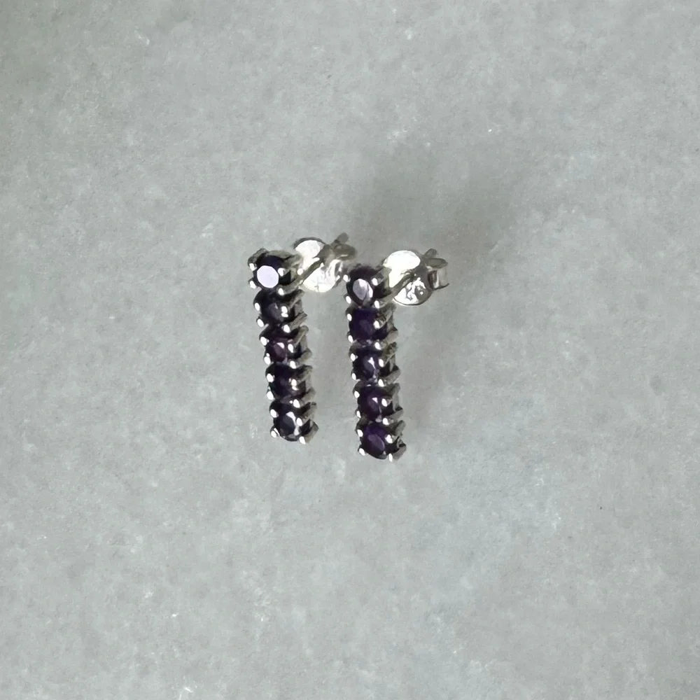 NWOT Tuckernuck Carson Earrings, Amethyst, Sterling Silver